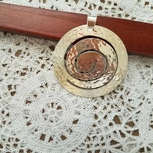 925 Silver Hammered Spiral Swirl Pendant